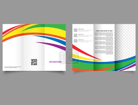 Illustration for Tri-fold LGBT BROCHURE DESIGN. lyer report template. design vector illustration. Modern trifold template. - Royalty Free Image