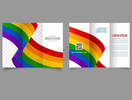 Illustration for Tri-fold LGBT BROCHURE. Waves. lyer report template. design vector illustration. - Royalty Free Image