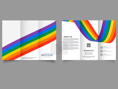 Illustration for Tri-fold LGBT brochure . Waves. lyer report template. Flyer and Leaflet, Cards. Vector file. - Royalty Free Image