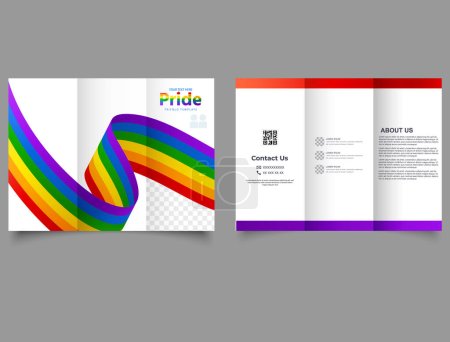 Illustration for Pride month trifold brochure template. Waves. lyer report template. design vector illustration. - Royalty Free Image