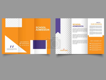 School admission trifold. Kids back to school admission trifold brochure . Corporate design annual report or catalog, magazine, flyer