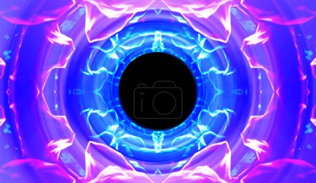 Photo for Neon radial spiral advance tunnel effect meta-cosmic tech sense background - Royalty Free Image