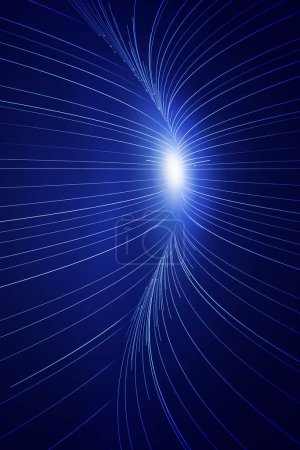 Blue light perspective spatial lines, technology vector background.