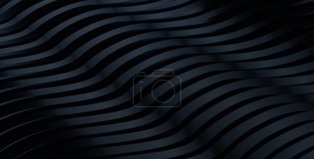 3D rendering of black wavy ribbon line texture background