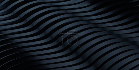 3D-Rendering von schwarzem wellenförmigem Band-Textur-Hintergrund