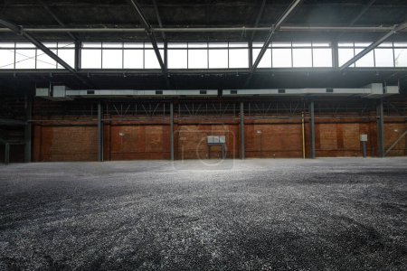 Photo for Old warehouse factory building space with no people, industrial style. - Royalty Free Image
