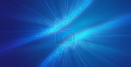 Téléchargez les photos : Ligne de point bleu convergence radiale technologie sens spatial vitesse sens fond - en image libre de droit