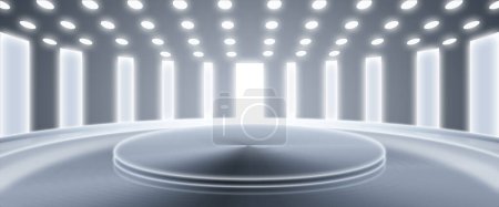 3D rendering metal silver texture display exhibition future science and technology spatial sense background