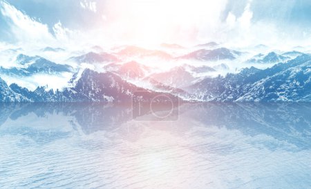Téléchargez les photos : Paysage de montagne avec lac et montagnes - en image libre de droit