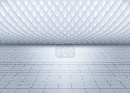 Elevación de la pared interior blanca con fondo longitudinal del espacio en tierra Representación 3D
