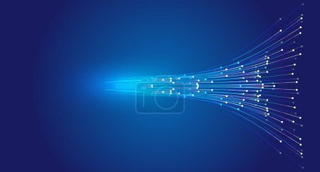 Illustration for Neon dynamic luminous dot line Internet technology vector background - Royalty Free Image