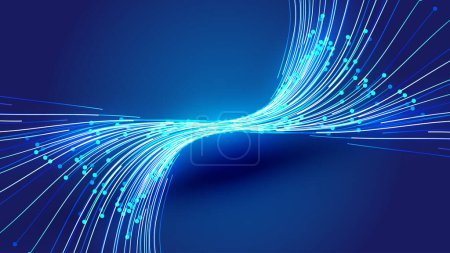 Illustration for Blue dynamic luminous dot line Internet technology vector background - Royalty Free Image