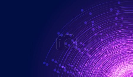 Dots and lines make up a spiral glowing graphic background, abstract vector illustration