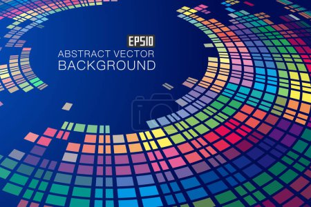 Illustration for Color block rotating platform, network science and technology futuristic abstract background. - Royalty Free Image