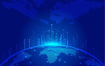 Dot line link mesh digital earth internationalization globalization network background