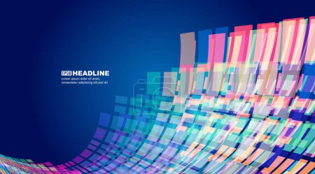 Colorful square bending motion neon technology sense spatial background