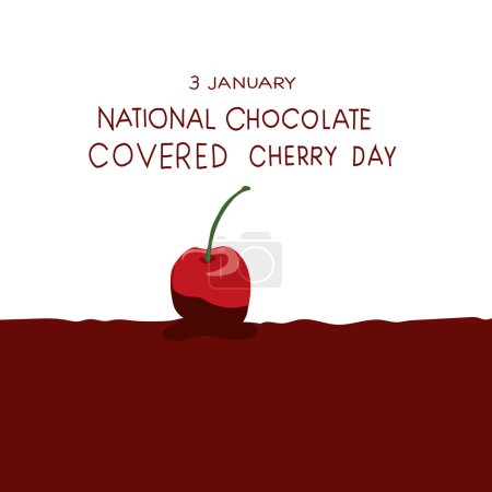 Ilustración de El 3 de enero se celebra cada año el Día Nacional de la Cereza Cubierta de Chocolate. ilustración vectorial - Imagen libre de derechos