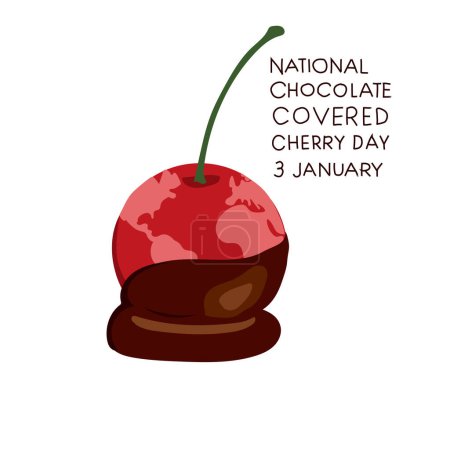 Ilustración de El 3 de enero se celebra cada año el Día Nacional de la Cereza Cubierta de Chocolate. ilustración vectorial - Imagen libre de derechos