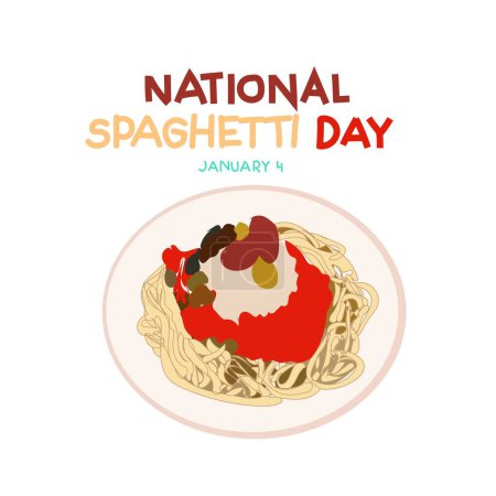 Téléchargez les illustrations : Le 4 janvier est la Journée nationale des spaghettis. illustration vectorielle - en licence libre de droit