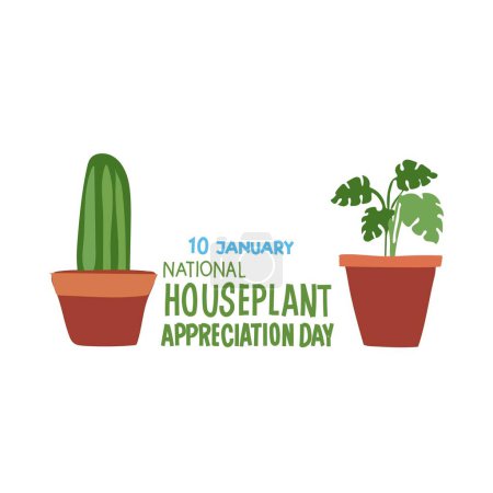 Illustration for January 10 is National Houseplant Appreciation Day vector illustration. - Royalty Free Image