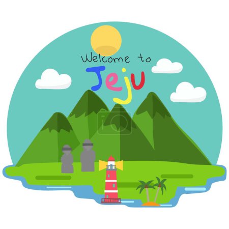 Ilustración de Welcome to Jeju Island vector illustration - Imagen libre de derechos