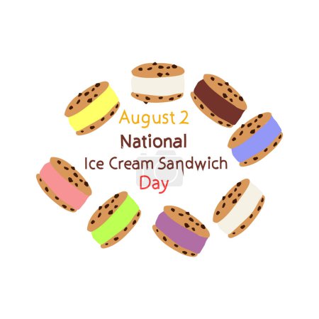 Illustration for National ice cream sandwich day august 2 vector - Royalty Free Image