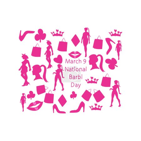 Illustration for National Barbi Day is celebrated every year on 9 March. - Royalty Free Image
