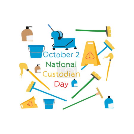 Illustration for National Custodian Day is celebrated every year on 2 october.vector - Royalty Free Image