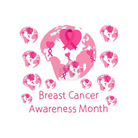 Téléchargez les illustrations : Du 1er octobre au 31 octobre est le Mois de la sensibilisation au cancer du sein illustration vectorielle. - en licence libre de droit
