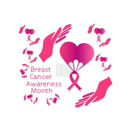 Téléchargez les illustrations : Du 1er octobre au 31 octobre est le Mois de la sensibilisation au cancer du sein illustration vectorielle. - en licence libre de droit
