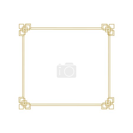 Photo for Golden Chinese Style Classic Thai Rectangle Corner Certificate Page Border Photo Frame Islamic Wedding Invitation Background Vector - Royalty Free Image