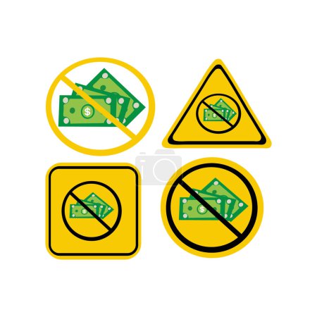 Photo for No Cash Sign With Money And Forbidden Symbol Vector - Royalty Free Image