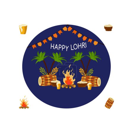 Illustration for Free vector HAPPY LOHRI - Royalty Free Image