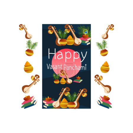 Téléchargez les illustrations : Happy Vasant Panchami vecteur - en licence libre de droit