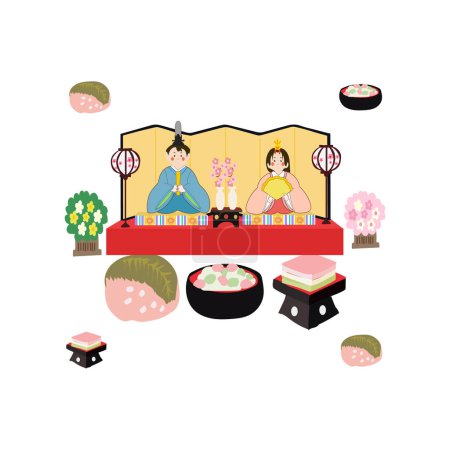 Illustration for The Japanese Doll Festival of Hina Matsuri vector - Royalty Free Image
