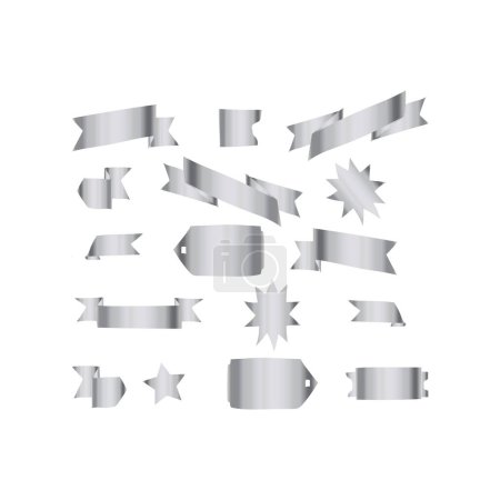 Illustration for Set of silver ribbon band element banner design - Royalty Free Image