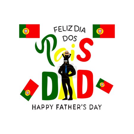 Téléchargez les illustrations : Feliz dia dos pais fête des pères vecteur portugais - en licence libre de droit