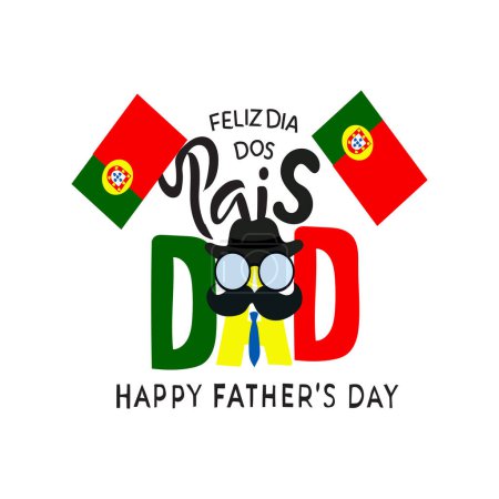 feliz dia dos pais father day portugal vector