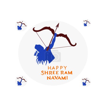 Illustration for Happy shree ram navami with bow and arrow - Royalty Free Image