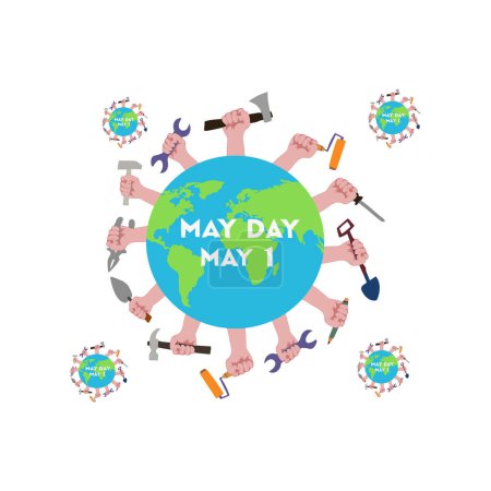 Téléchargez les illustrations : JOUR DE MAI Journée internationale du travail - en licence libre de droit