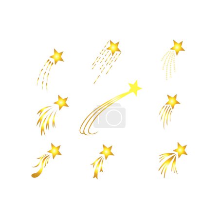 Illustration for Set of shooting stars vector - Royalty Free Image
