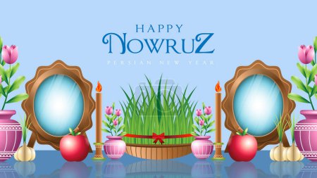 Ilustración de Happy nowruz colorful banner design - Imagen libre de derechos