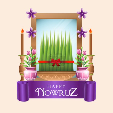 Téléchargez les illustrations : Joyeux jour Nowruz beau modèle d'affiche - en licence libre de droit