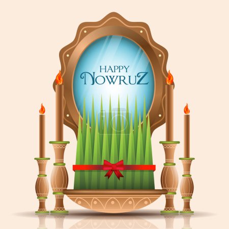 Ilustración de Hermosa plantilla de saludo día nowruz - Imagen libre de derechos