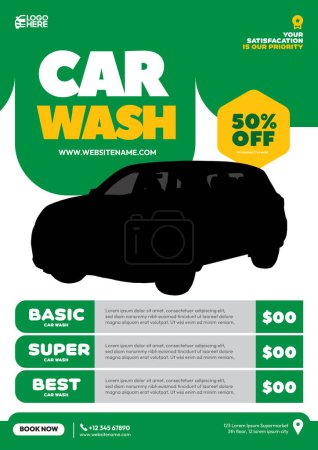 Téléchargez les illustrations : Modèle de promotion de flyer de compagnie de lavage de voiture - en licence libre de droit
