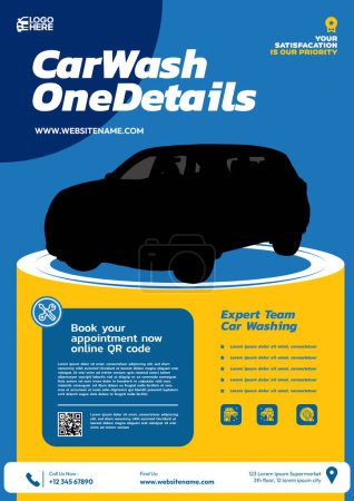 Téléchargez les illustrations : Modèle de promotion de flyer de compagnie de lavage de voiture moderne - en licence libre de droit