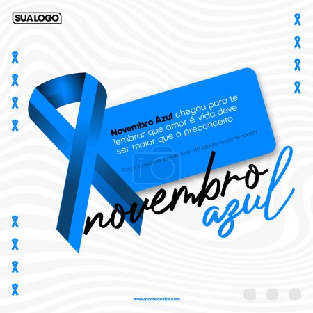 Ilustración de Banner sobre prevención del cáncer de próstata con cinta azul - Imagen libre de derechos