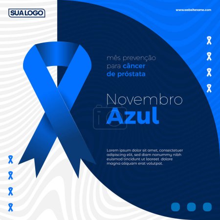 Ilustración de Plantilla de banner para la prevención del cáncer de próstata mes tonos de azul - Imagen libre de derechos