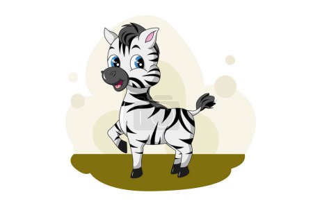 Illustration for A little cute zebra blue eyed, design animal cartoon vector illustration - Royalty Free Image