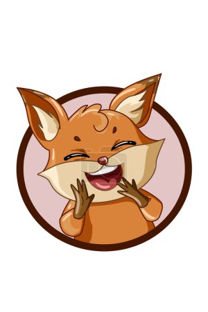 Téléchargez les photos : Un petit renard mignon rient illustration - en image libre de droit